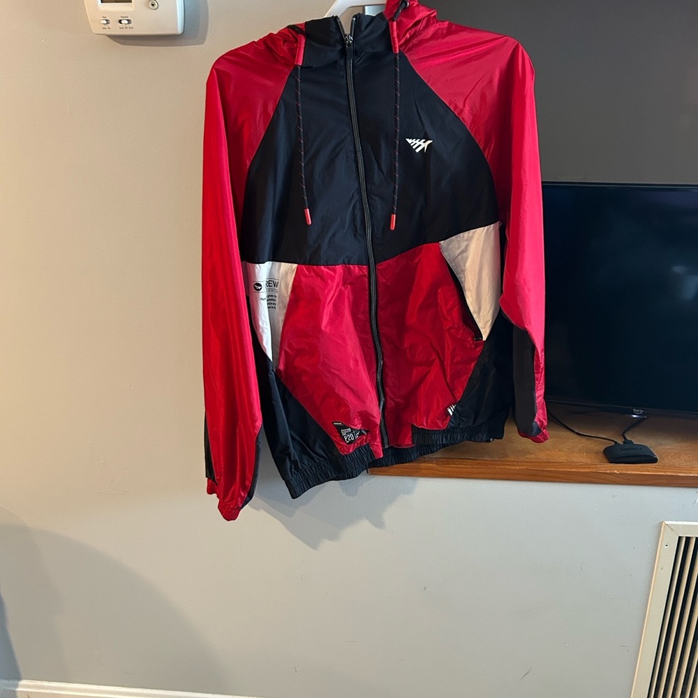 Men's Red and Black Zip-Up Sweater